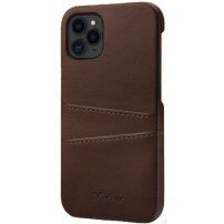 Usnjen ovitek z žepom za kartice za iPhone 11 Pro Max - rjava