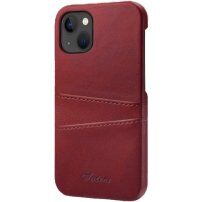 Usnjen ovitek z žepom za kartice za iPhone 14 Plus - rdeče