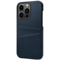 Usnjen ovitek z žepom za kartice za iPhone 14 Pro Max - modro