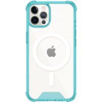 Prozoren ovitek z barvnim okvirjem in MagSafe za iPhone 12 Pro Max - modro