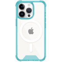 Prozoren ovitek z barvnim okvirjem in MagSafe za iPhone 14 Pro Max - modro