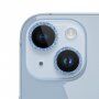 Kaljeno steklo z bleščečimi okvirji za zaščito leč fotoaparata za iPhone 14 / 14 Plus - modro