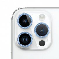 Kaljeno steklo z bleščečimi okvirji za zaščito leč fotoaparata za iPhone 14 Pro / 14 Pro Max - modro