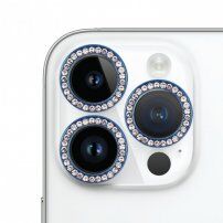 Kaljeno steklo s kamenčki za zaščito leč zadnjega fotoaparata za iPhone 14 Pro / 14 Pro Max - modro