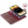 DG.MING 2v1 snemljiv flip etui za iPhone 14 Pro - bordo