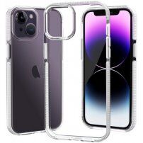 Prozorni ovitek z barvnim okvirjem iz mehke plastike za iPhone 14 Plus - bela