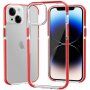 Prozorni ovitek z barvnim okvirjem iz mehke plastike za iPhone 14 Plus - rdeče
