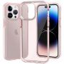 Prozorni ovitek z barvnim okvirjem iz mehke plastike za iPhone 14 Pro - roza