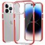 Prozorni ovitek z barvnim okvirjem iz mehke plastike za iPhone 14 Pro - rdeče
