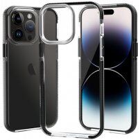 Prozorni ovitek z barvnim okvirjem iz mehke plastike za iPhone 14 Pro Max - črna