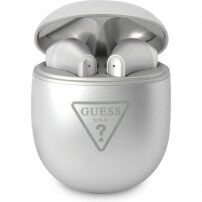 Guess True Wireless Triangle Logo brezžične slušalke za Apple naprava - srebro