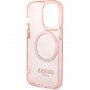 Guess Translucent prozoren ovitek z MagSafe za iPhone 14 Pro Max - roza