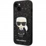 Karl Lagerfeld Glitter Flakes Ikonik bleščeč etui za iPhone 14 - črna