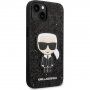 Karl Lagerfeld Glitter Flakes Ikonik bleščeč etui za iPhone 14 - črna