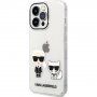 Karl Lagerfeld Ikonik Karl and Choupette ovitek za iPhone 14 Pro Max - jasno