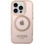 Guess Translucent prozoren ovitek z MagSafe za iPhone 14 Pro Max - roza