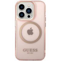 Guess Translucent prozoren ovitek z MagSafe za iPhone 14 Pro Max - roza
