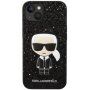 Karl Lagerfeld Glitter Flakes Ikonik bleščeč etui za iPhone 14 - črna