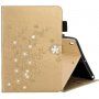 Flip etui cvetlica in beli kristali za iPad 10,2" (2019-2021) / Air 3 (2019) / Pro 10,5" - zlato