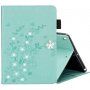 Flip etui cvetlica in beli kristali za iPad 10,2" (2019-2021) / Air 3 (2019) / Pro 10,5" - turkizna
