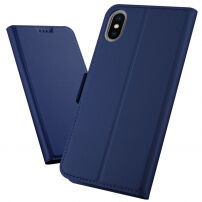 Flip kovček s stojalom za iPhone XS Max - temno modra