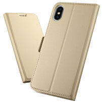 Flip kovček s stojalom za iPhone XS Max - zlato