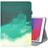 Ovitek z vzorcem vodnih barv in prostorom za kartice za iPad 9,7" (2017/2018) / Air 1 / 2 / Pro 9,7" - petrolejna
