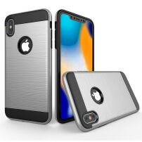 Trpežna prevleka iPhone XS Max - brušena tekstura - srebro