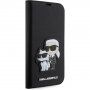 Karl Lagerfeld Saffiano Karl and Choupette NFT flip etui za iPhone 14 Pro Max - črna