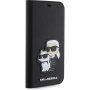 Karl Lagerfeld Saffiano Karl and Choupette NFT flip etui za iPhone 11 - črna
