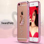 Roza - zlata prevleka s kamni za iPhone 6 / 6S - labod