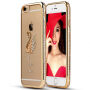 Zlata prevleka s kamni za iPhone 6 / 6S - labod
