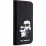 Karl Lagerfeld Saffiano Karl and Choupette NFT flip etui za iPhone 14 - črna
