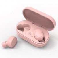 TWS-M1 brezžične bluetooth slušalke s polnilnim etuijem za Apple naprava - roza