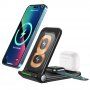 3v1 večnamensko brezžično zložljivo stojalo za iPhone / Apple Watch / Airpods - črna