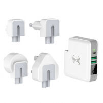 Polnilnik / napajalnik z močjo 6700mAh z zamenljivimi vtiči (AU / UK / ZDA / EU) in brezžičnim polnjenjem