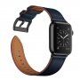 Eleganten pašček iz pravega usnja za Apple Watch 42mm / 41mm / 40mm / 38mm - temno modra