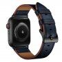 Eleganten pašček iz pravega usnja za Apple Watch 42mm / 41mm / 40mm / 38mm - temno modra