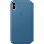 Originalna usnjena torbica Apple Folio za iPhone XS Max - modro-siva
