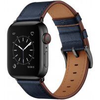 Eleganten pašček iz pravega usnja za Apple Watch 42mm / 41mm / 40mm / 38mm - temno modra
