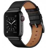 Eleganten pašček iz pravega usnja za Apple Watch Ultra 49mm / 46mm / 45mm / 44mm / 42mm - črna