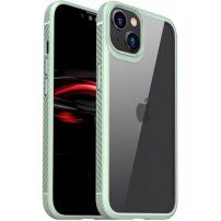 Odporen prozoren etui s teksturo karbona za iPhone 14 Plus - zelena
