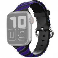 Prepleten silikonski pasek za Apple Watch 42mm / 41mm / 40mm / 38mm - modro-črn