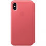 Originalna usnjena torbica Apple Folio za iPhone XS - peony roza