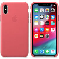 Originalna usnjena torbica Apple za iPhone XS - peony roza