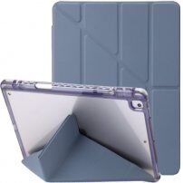 Etui s prosojno hrbtno stranjo in origami stojalom za iPad 10,2" (2019-2021) / Air 3 (2019) / Pro 10,5" - modrosiva