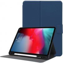 Etui iz PU usnja s stojalom in prostorom za Apple Pencil za iPad Pro 12,9" (2018-2022) - temno modra