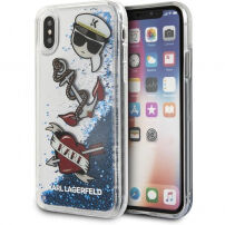 Karl Lagerfeld Karl Captain Carl Liquid Glitter Case za iPhone X - modro