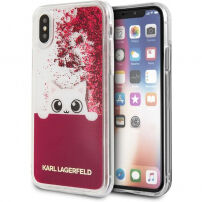 Karl Lagerfeld Peek and Boo tekoči bleščice z bleščicami za iPhone X - rdeče