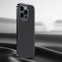 Usnjen ovitek s kovino prevlečenim okvirjem za iPhone 14 Pro - črna